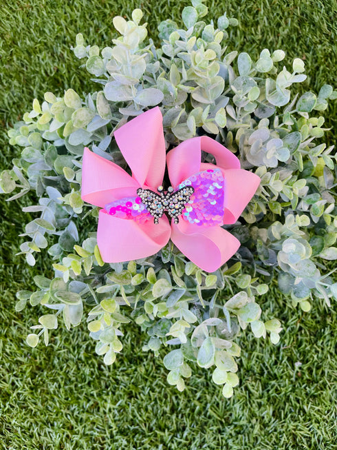 Bowtism Pink Butterfly Bling Bow - Bowtism